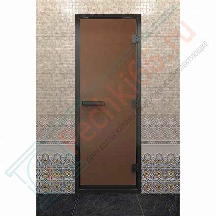 Дверь для хамама в черном профиле, бронза матовая 2000x900 мм (DoorWood)