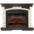 Электрический Каминокомплект Glasgow - Темный дуб/Белый (Высота 1100мм) с очагом Symphony 26'' DF2608-INT