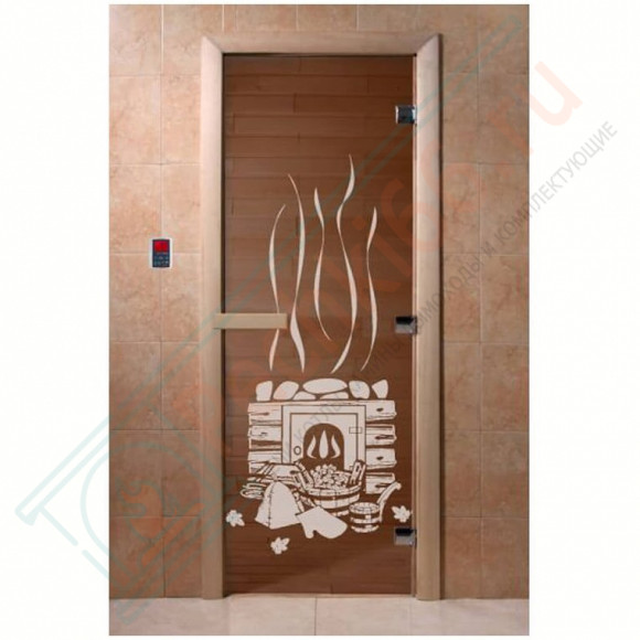 Стеклянная дверь для бани бронза прозрачная "Банька" 1900х700 (DoorWood) в Нижнем Новгороде