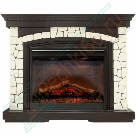 Электрический Каминокомплект Glasgow - Темный дуб/Белый (Высота 1080 мм) с очагом Cassette 400 NH