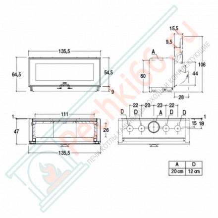 Стальная топка MC 133/52 BL (Piazzetta) 14,1 кВт