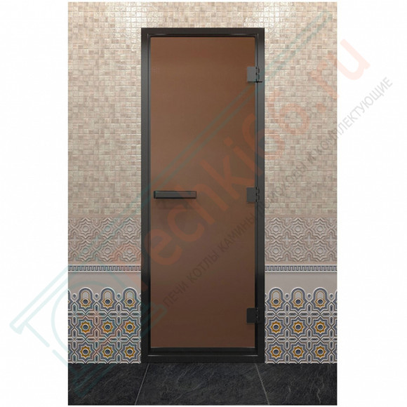 Дверь для хамама в черном профиле, бронза матовая 1900x800 мм (DoorWood) в Нижнем Новгороде