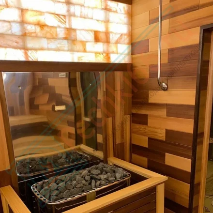 Кирпич из гималайской розовой соли 200x100x50 мм с натуральной стороной (с пазом)