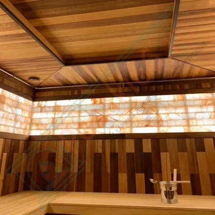 Кирпич из гималайской розовой соли 200x100x50 мм с натуральной стороной (с пазом)