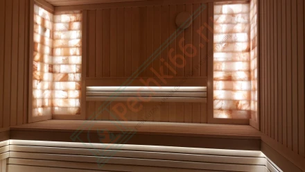 Кирпич из гималайской розовой соли 200x100x50 мм с натуральной стороной (с пазом)