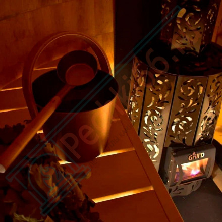 Дровяная банная печь Grill'D Violet Long Window Max (Камень колотый 100 кг)