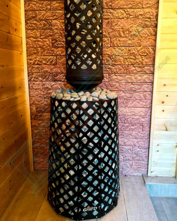 Дровяная банная печь Grill'D Violet Long Window Max (Камень колотый 100 кг)