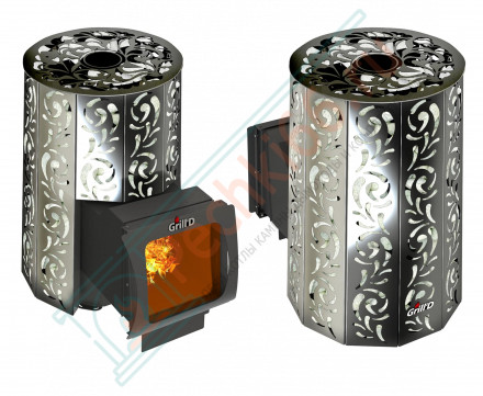 Дровяная банная печь Grill'D Violet Long Window Max (Камень колотый 100 кг)