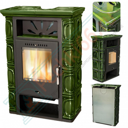 Печь-камин Borgholm keramik, Оливково-зеленая (Thorma) до 165 м3