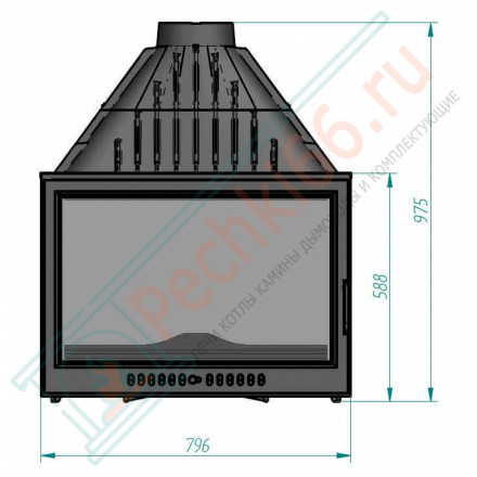 Чугунная топка 845 4 GLASSES (Ferlux) 17 кВт