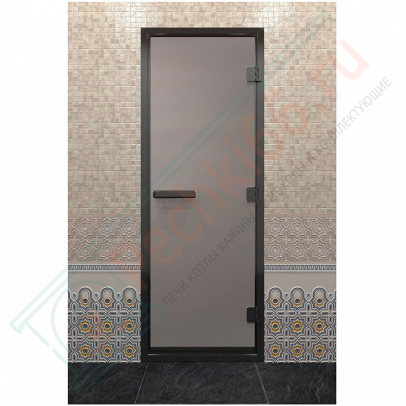 Дверь для хамама в черном профиле, сатин 1900x700 мм (DoorWood) в Нижнем Новгороде