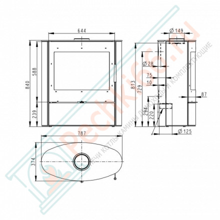 Печь-камин Navia металл (Romotop)