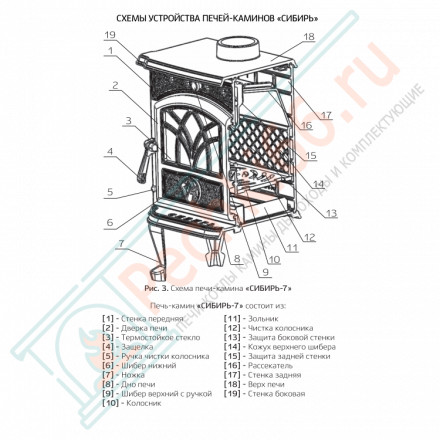 Чугунная печь-камин Сибирь-7 (НМК)